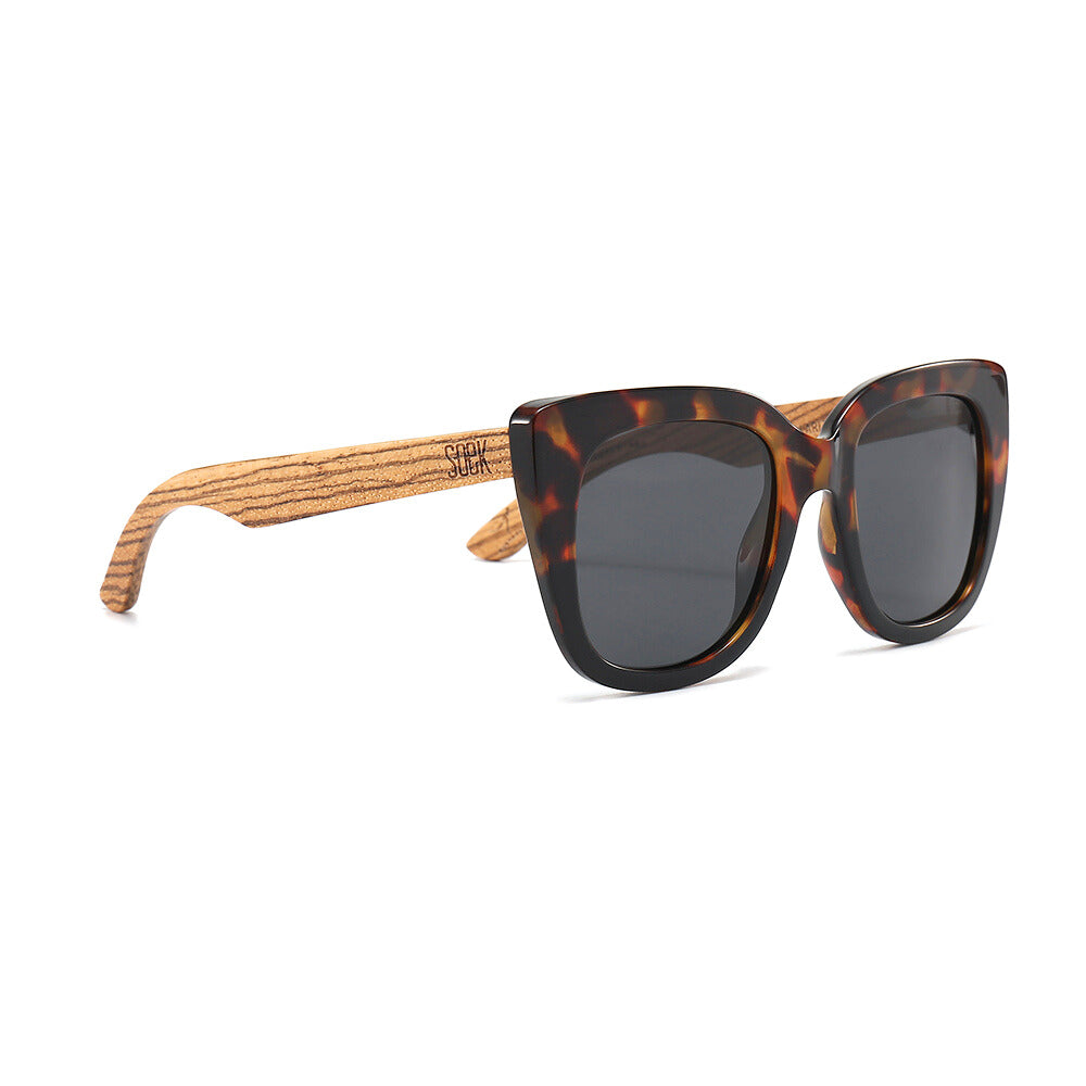 RIVIERA TOFFEE Half Tortoise Half Black Frame l Black Polarised Lens l Walnut Arms